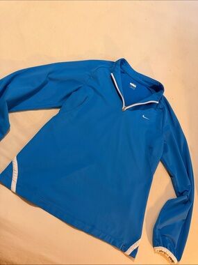 Nike Blue Half-Zip Athletic Pullover with White Trim